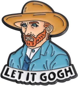 Let It Gogh Enamel Pin Van Gogh Wore A Straw Hat Funny Badge Brooch For Backpacks
