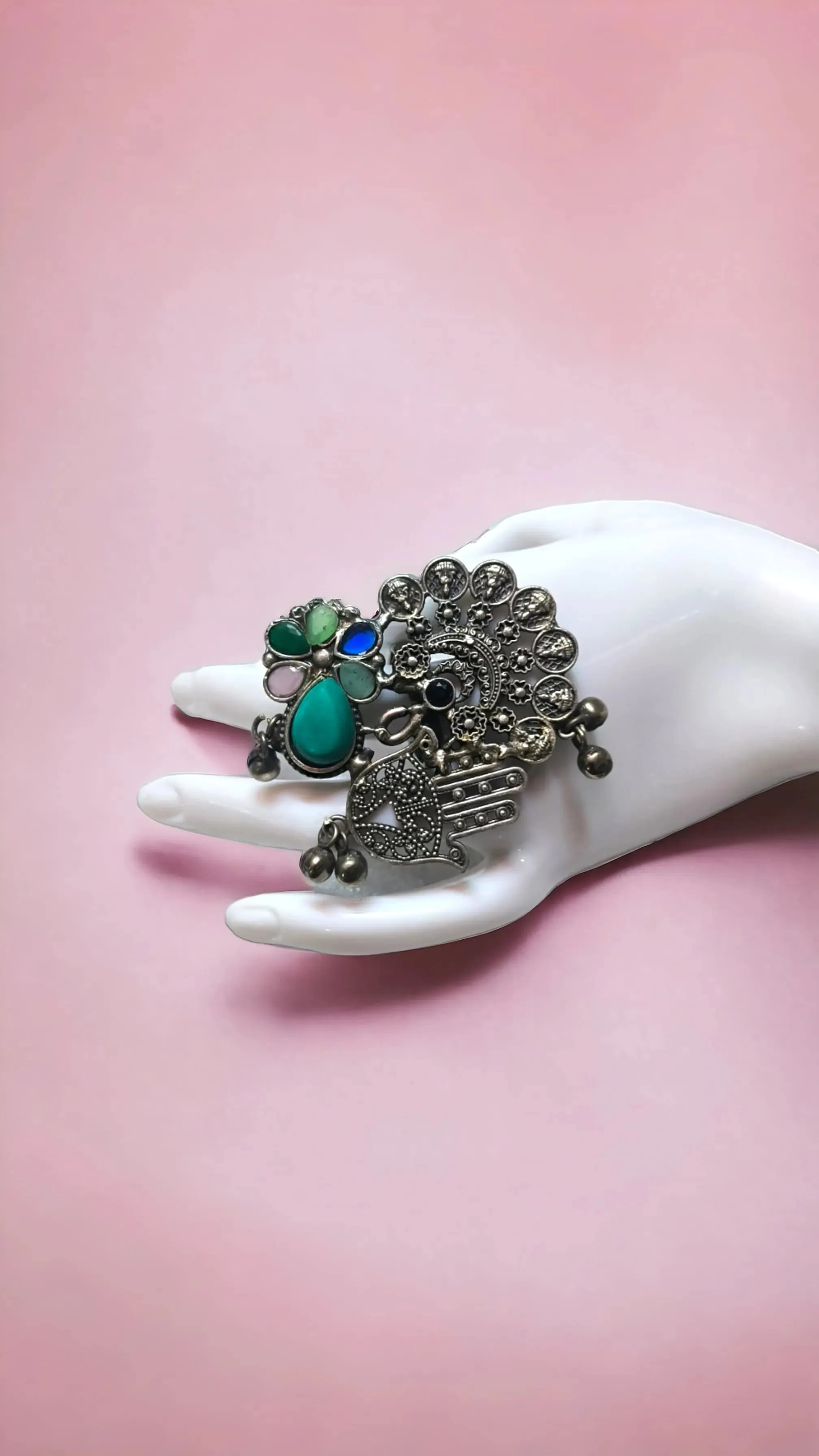 Maithili Silver Lookalike Oxidised Finger Ring