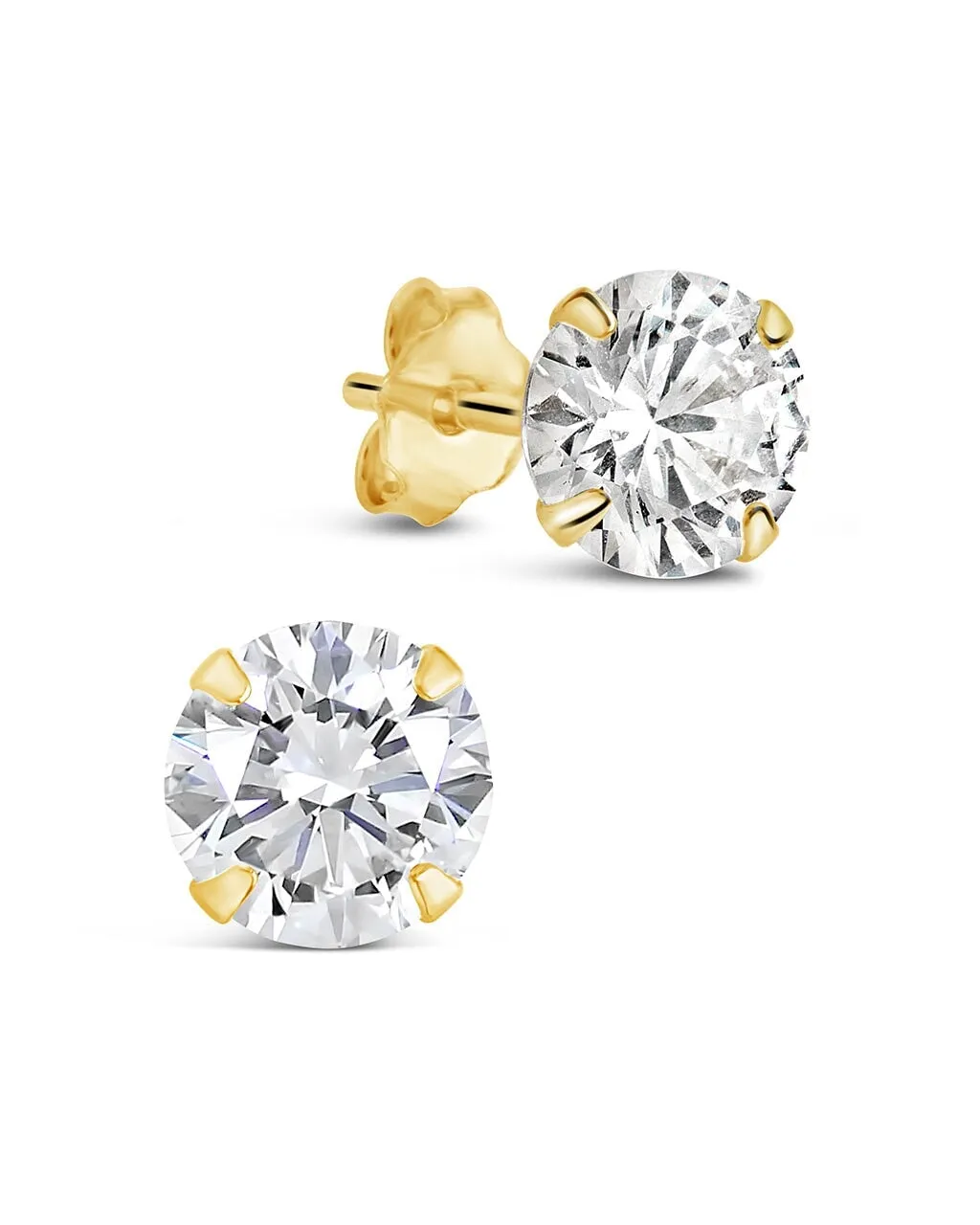 Men's Sterling Silver 6mm Statement CZ Stud Earrings