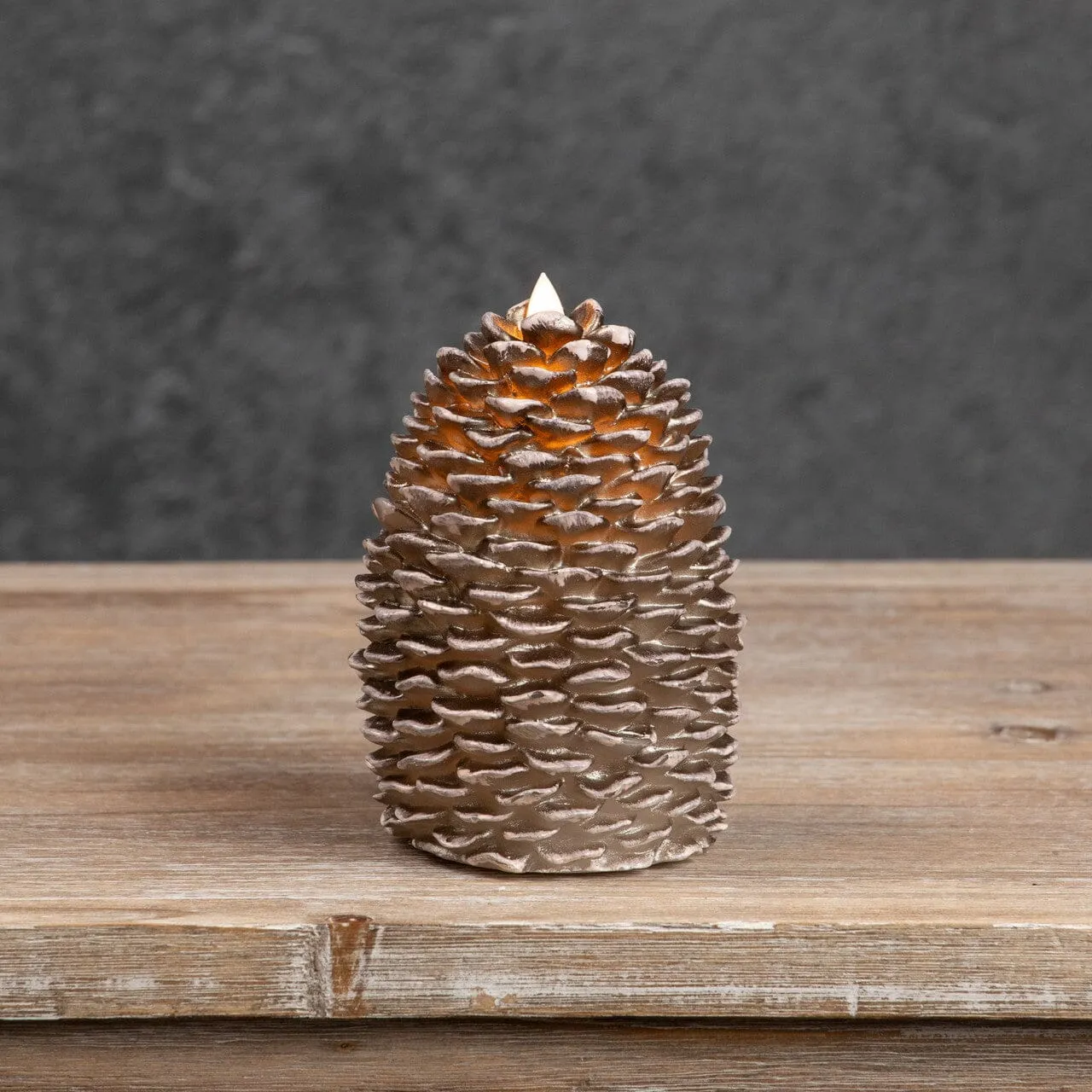 Moving Flame Battery Timer Pinecone Candle - 6"