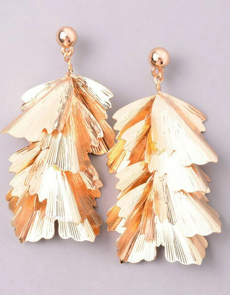 Musa Palm Statement Earrings in Gold