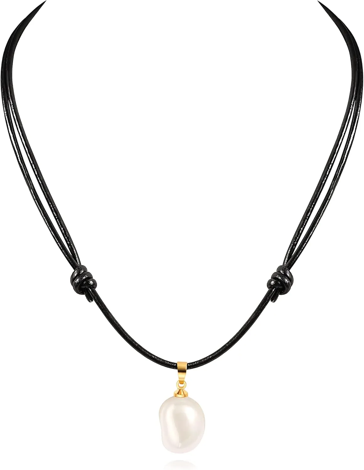One Single Freshwater Cultured Pearl Choker Necklace on Genuine Leather Cord Adjustable Necklace Handmade Choker Jewelry Gift for Women