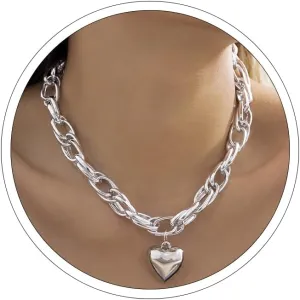 Otxas Silver Chunky Necklace for Women Punk Choker Vintage Cuban Chain Hip-hop Trendy (style-7)