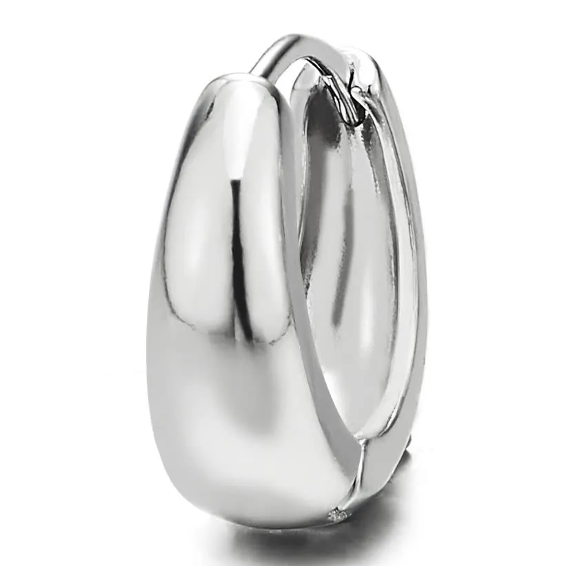 Pair Stainless Steel Huggie Hinged Hoop Earrings Unisex Men Women