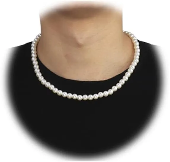 Pearl Necklace Men Layered Pearl Choker Necklaces Faux Pearl Chain Necklace for Men Boys