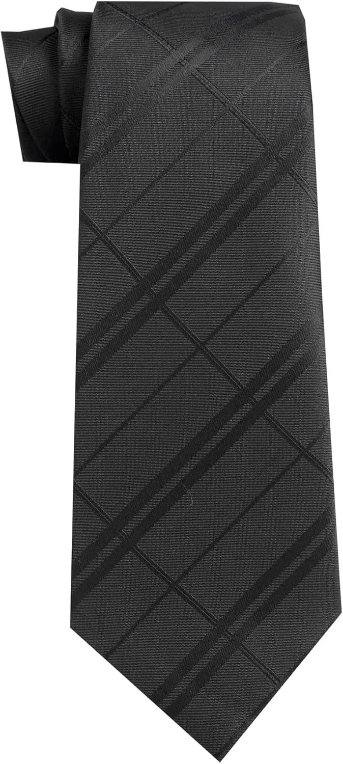 Plaid Men's Tie Silk Necktie and Pocket Square Cufflink Tie Clip Set Checkered