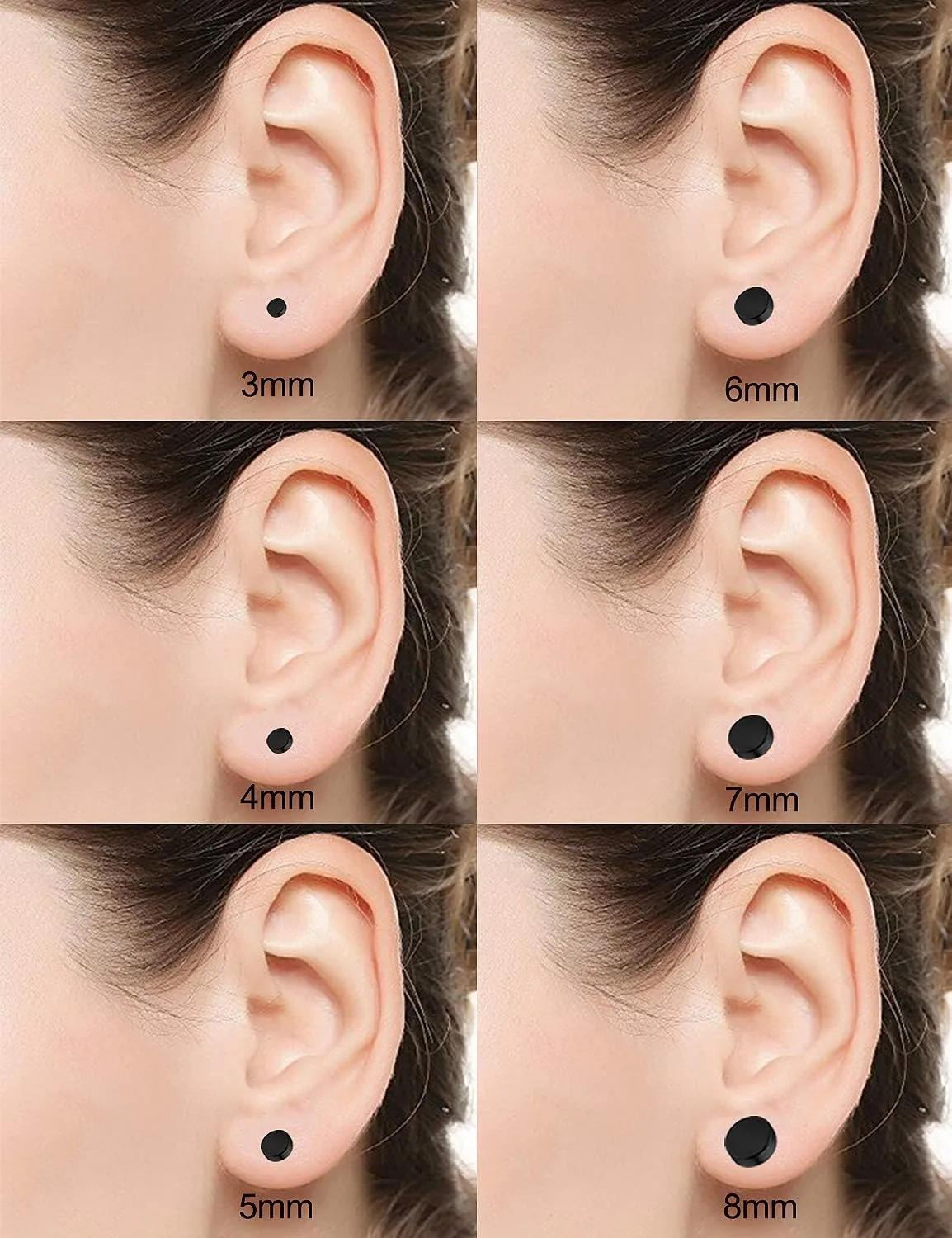 Prjndjw 12 Pairs 20G 18G Surgical Steel Flat Top Stud Earrings Set for Women Men Helix Tragus Barbell Stud Earrings Piercing Jewelry Mix Sizes 3-8mm