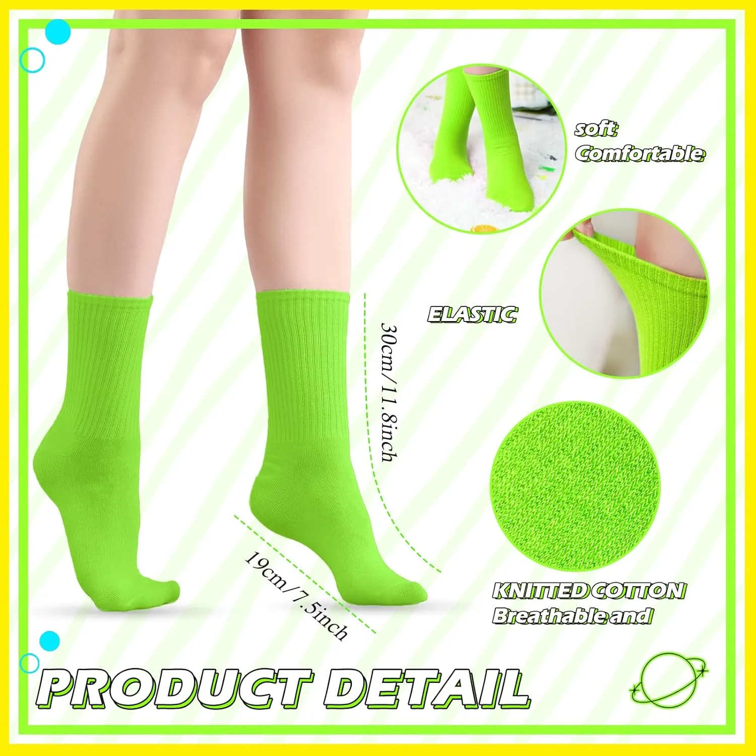 Ronglry Neon Slouch Socks 80s 90s Neon Socks Women's Leg Warmers Extra Long Soft Scrunch Knee High Sock for Neon Outfits
