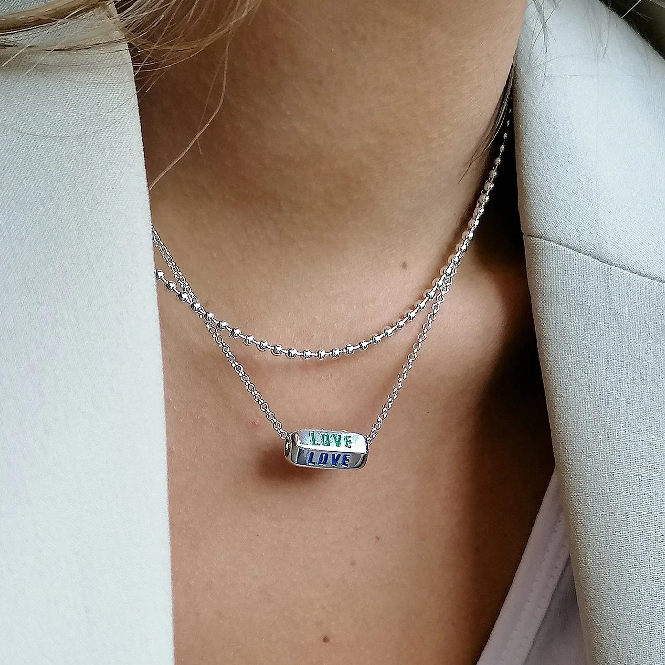 Silver Love is All Around Necklace (Rainbow)