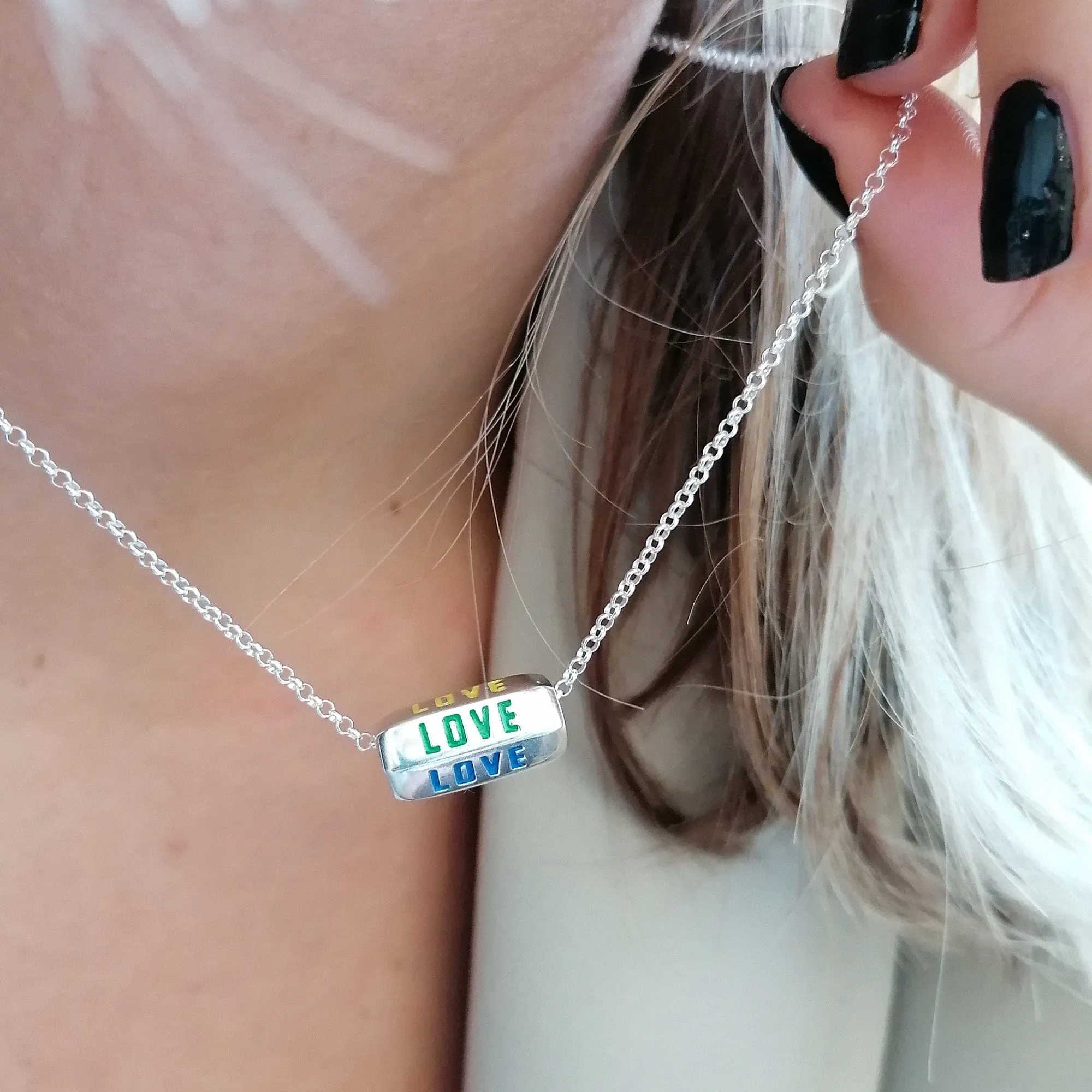 Silver Love is All Around Necklace (Rainbow)