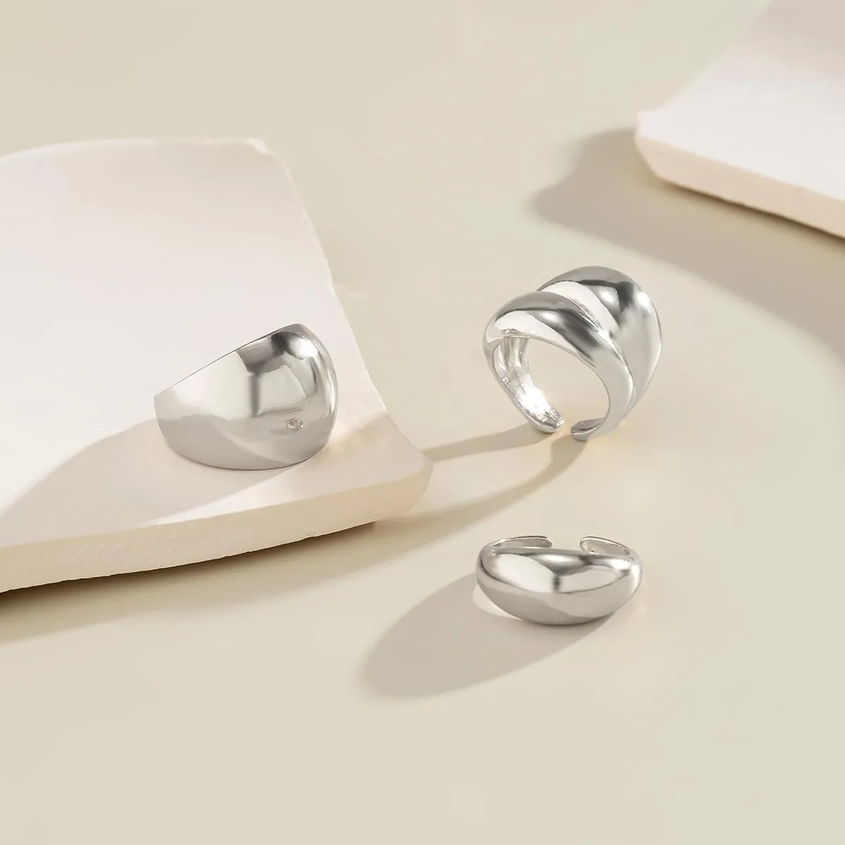 Sora Tuki Chunky Gold & Silver Rings for Women - Bold, Thick, Open Dome Statement Rings