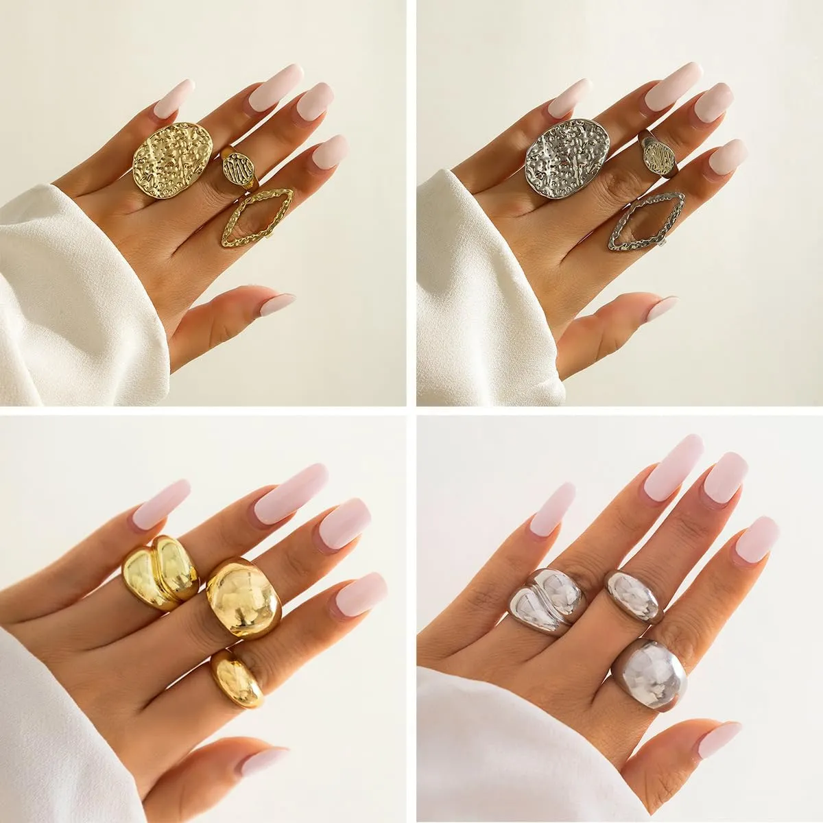Sora Tuki Chunky Gold & Silver Rings for Women - Bold, Thick, Open Dome Statement Rings