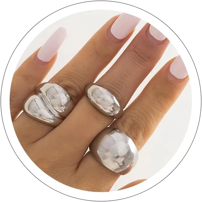 Sora Tuki Chunky Gold & Silver Rings for Women - Bold, Thick, Open Dome Statement Rings
