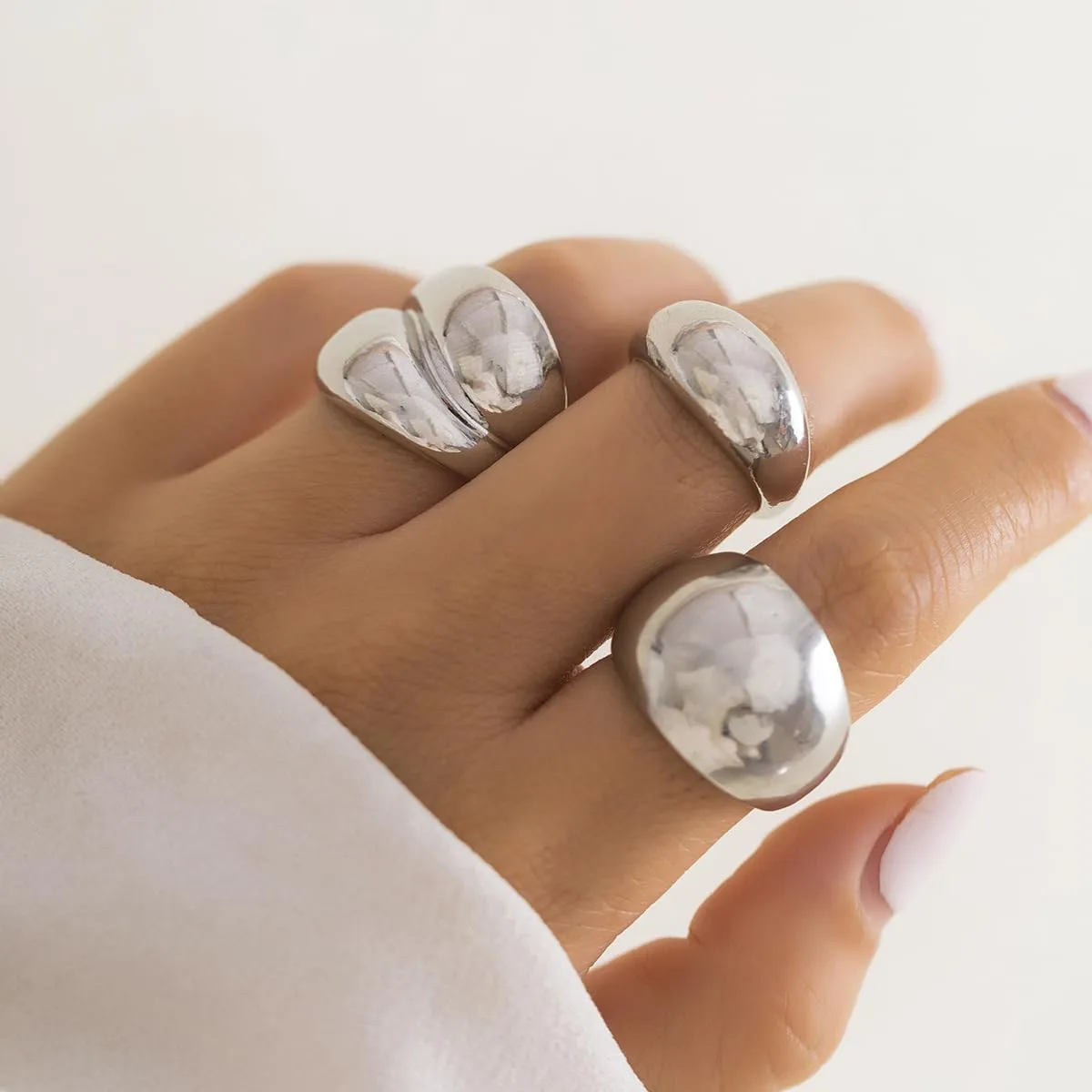Sora Tuki Chunky Gold & Silver Rings for Women - Bold, Thick, Open Dome Statement Rings