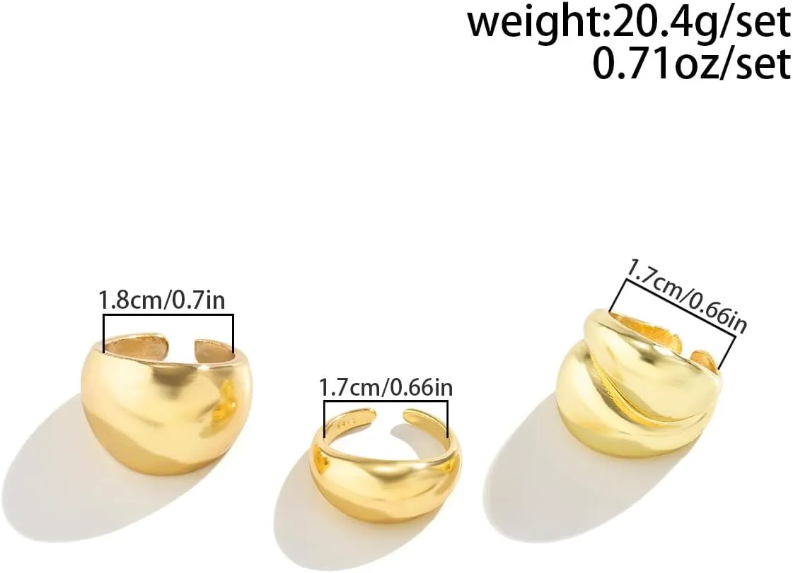 Sora Tuki Chunky Gold & Silver Rings for Women - Bold, Thick, Open Dome Statement Rings