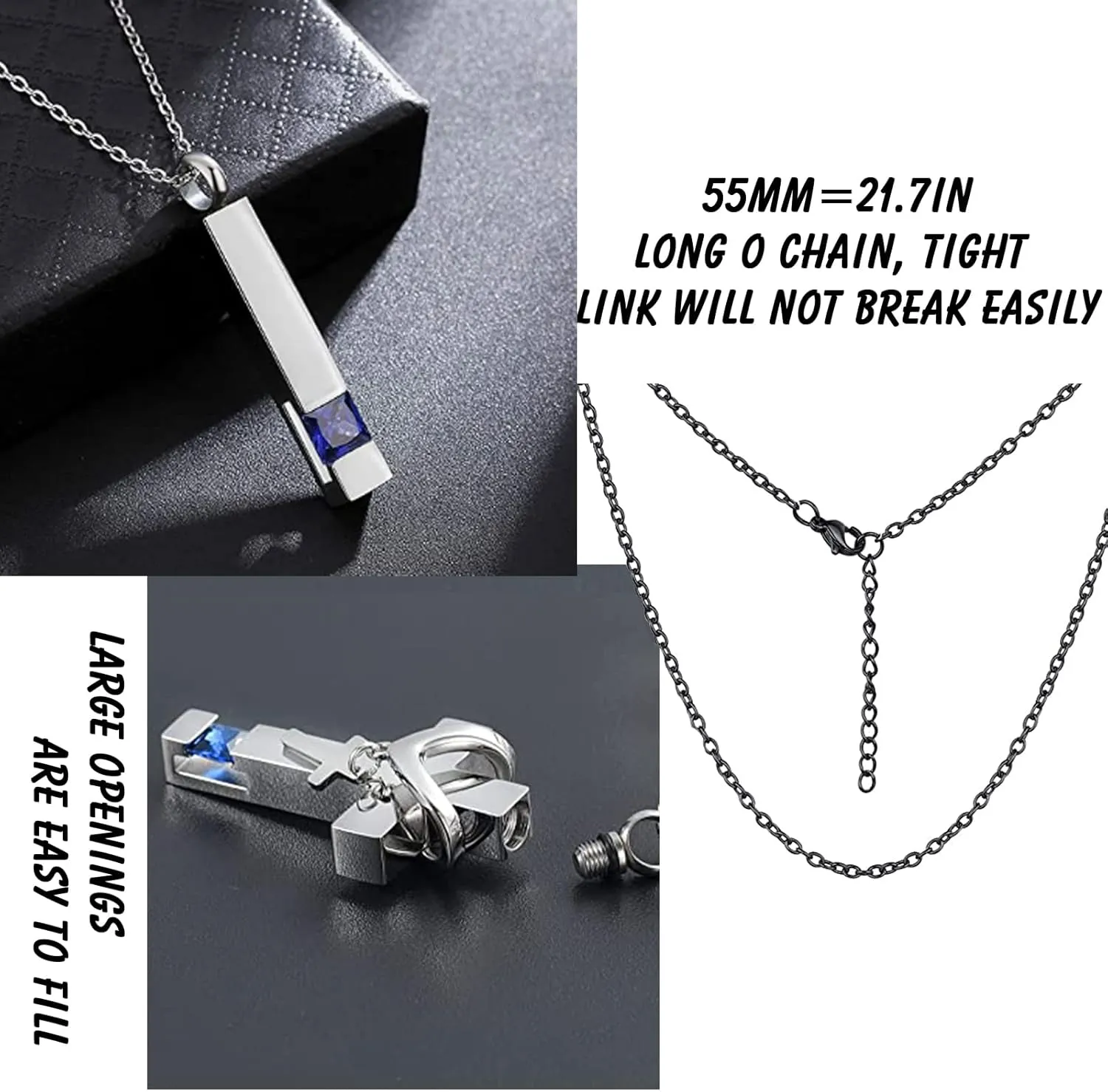 weikui 3 Pieces Heart Cross Cubic Urn Necklace for Ashes for Men Women Cremation Jewelry Crystal Memorial Locket Ashes Pendant Family Keepsake Sharing Jewelry Set