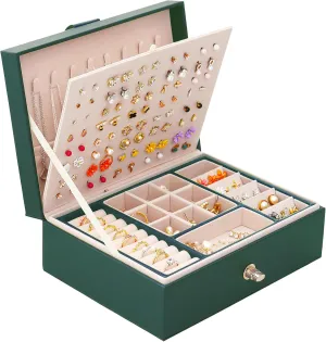 Womens Earring Jewelry Box for Girls Jewelry Earring Organizer Box Earring Holder Organizer for Girls Jewelry Organizer Earring Boxes for Women Girls Stud Earring Organizer Jewelry Box Green
